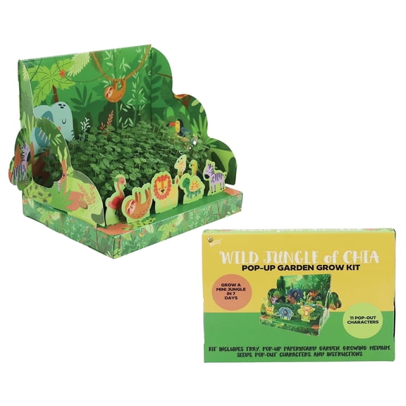 Buzzy Seeds Kids Pop Up Garden Kit, Wild Jungle Chia Seed Starter, Learn to Grow Set