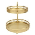 thumbnail image 3 of Cupcake Stand, Gold Elegant 2 Tier Fruit Tray Exquisite Texture  For Kitchen, 3 of 8