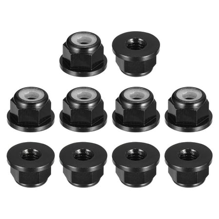 

Nylon Insert Hex Lock Nuts 10pcs - M2 x 0.4mm Aluminum Alloy Self-Locking Flange Nut (Black)