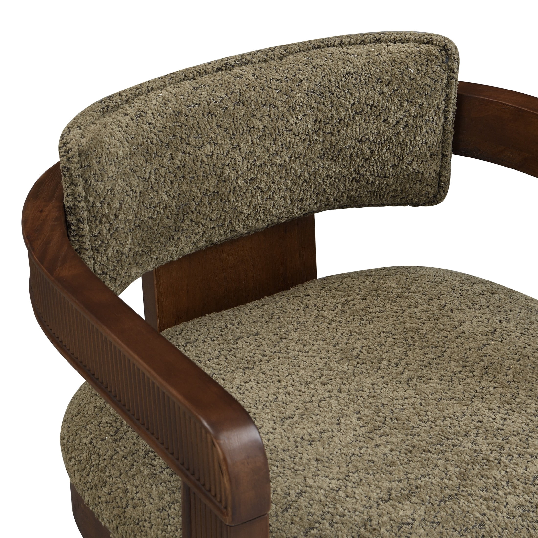 Christopher Knight Home Modern Upholstered Dining Chairs with Curved U-Back, Walnut+Green, Set of 2