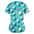 thumbnail image 2 of Scrubs For Women Petite，Scrubs for Women 2026 Easter Bunny Eggs Print Tops for Women V Neck Stretchy Short Sleeve Nursing Shirts with Pockets，Cyan，M, 2 of 3