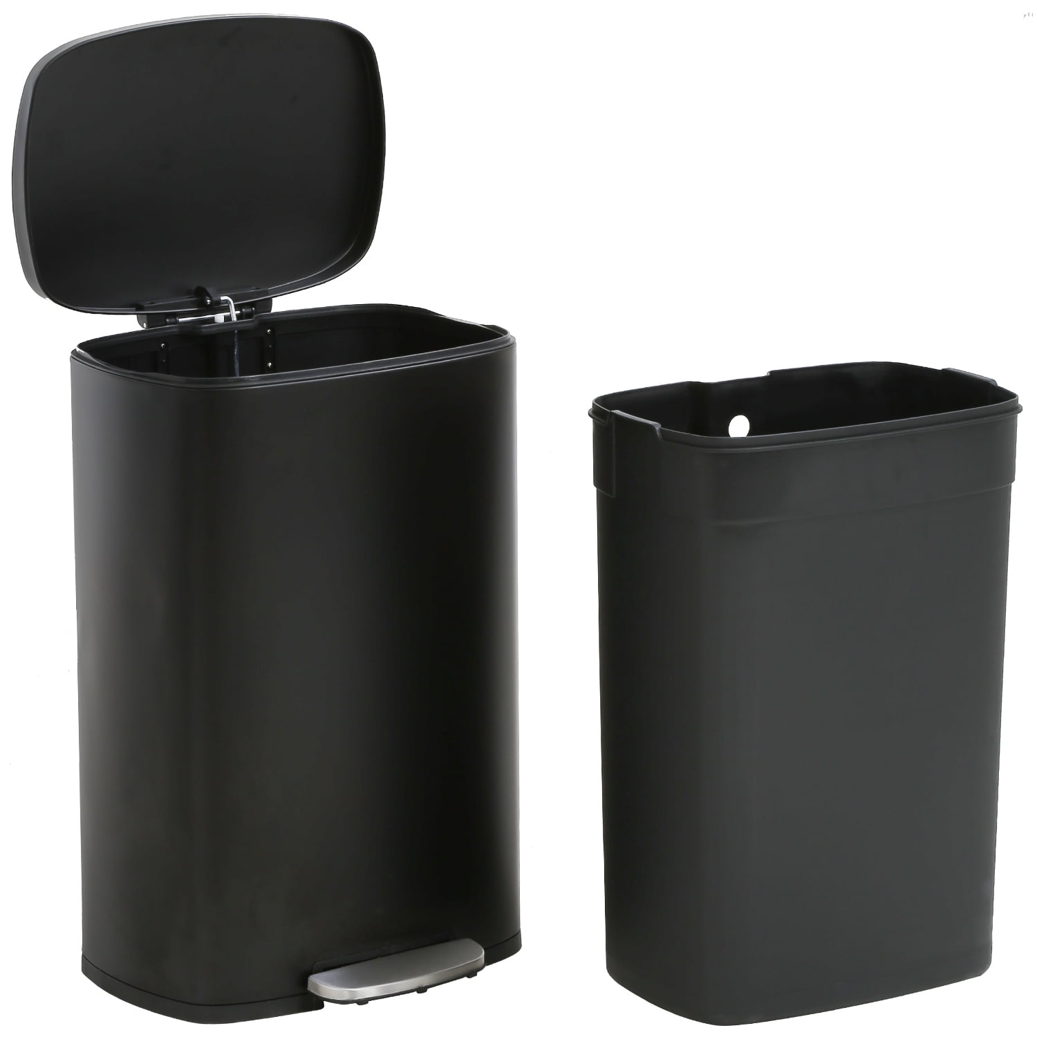 Round Trash Can Fingerprint-Proof Plastic Garbage Container Living Room Bathroom