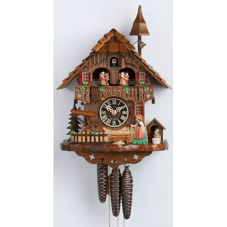 Cuckoo Clock 1 Day Chalet - 1 Day Musical Black Forest Chalet Cuckoo Clock with Bell Tower and Bell Ringer By Hönes