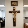 thumbnail image 4 of 19 Inch Wooden Wall Crucifix with Resin Jesus Figure - Catholic Religious Cross Decor for Home, Church, Prayer Room, 4 of 8