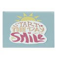 thumbnail image 1 of Positive Energy Cutting Board, Design of Start the Day with a Smile Words and Sun, Decorative Tempered Glass Cutting and Serving Board, in 3 Sizes, by Ambesonne, 1 of 2