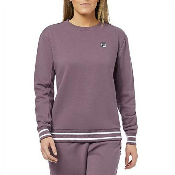 Fila Womens Terry Crewneck Sweatshirt (Black Plum/White, Medium)