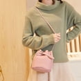 thumbnail image 6 of Luxury Mini Mobile Phone Bag Solid Color French Style Crossbody Bag Small Card Bag Single Shoulder Bag PU Leather Handbag Bucket Bag Female Bag DARK GREEN, 6 of 8
