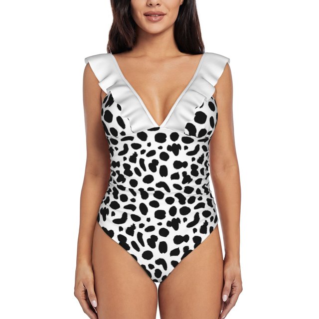 Dalmatian Pattern New Sexy Mesh Patchwork Swimwear One-Piece Swimsuit Female Monokini Bathing Suit Dalmatian Pattern Abstract
