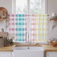 thumbnail image 2 of Easter Kitchen Curtains, Colorful Plaid Ombre Art Yellow Pink Green Light Filtering Window Curtain Panels, 2Pcs Rod Pocket Window Treatments Set for Cabin Bathroom Bedroom 52x45 Inches, 2 of 9