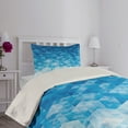 thumbnail image 4 of Ambesonne Blue Quilted Coverlet 2 Pcs, Mosaic Triangle Graphic, Twin Size, Pale Blue, 4 of 5