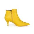 thumbnail image 3 of BLISSFUL STEP Women's Pointy Toe Zipper Buckle Decor Kitten Heels Ankle Boots Yellow 8.5, 3 of 7