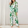 thumbnail image 3 of Kll Cactus Plants1 Print Women'S Long Sleeve Pajamas With Pants Sleepwear Loungewear 2 Set-Medium, 3 of 9