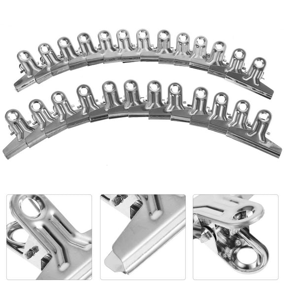 OUNONA 25Pcs Large Binder Clips Silver Stainless Steel for Men Women Daily Use Office Work