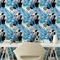 thumbnail image 2 of Ambesonne Tropical Peel & Stick Wallpaper for Home, Palm Foliage Abstract Art, 13"x72", Dark Turquoise and Sea Blue, 2 of 5
