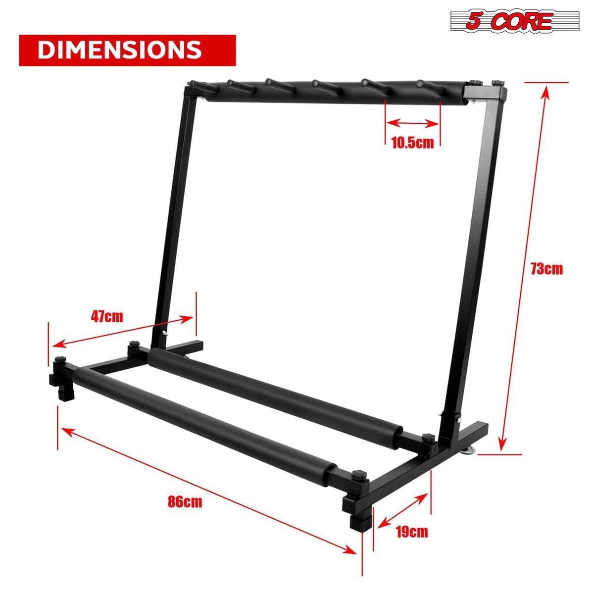 Guitar Rack 5 Slot Multi Guitar Stand Five Display Floor Stand Safe Storage Foldable Portable for Electric Acoustic Flying V Guitars - GRack 5N1