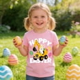 thumbnail image 2 of DDSOL Toddler Girls T-Shirt Easter Day Excavator Graphic Short Sleeves Top Pink 4T, 2 of 7
