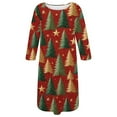 thumbnail image 5 of siminseming Chemises de Nuit de Noël pour Femmes & Chemises de Nuit Grande Taille Robe de Nuit Décontractée Imprimé Nœud Papillon Manches Longues Col Rond Extensible Vêtements & Accessoires, 5 of 5