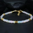 thumbnail image 3 of Ethiopian Opal 3.5mm Rondelle Shape Smooth Cut Beads 7 inch Adjustable Silver Plated Clasp Bracelet for men, women, unisex. Link Chain Stacking Bracelet.|LINK_02674, 3 of 5