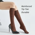 thumbnail image 4 of G&Y 4-Pair Women‘s Knee High Stockings, Grid Pattern, 50D  Semi-Sheer, Coffee, 4 of 5