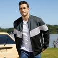 thumbnail image 2 of Men's Bomber Jacket Lightweight Casual Zipper Coat with Pockets Ideal for Camping, Hiking, 2 of 10