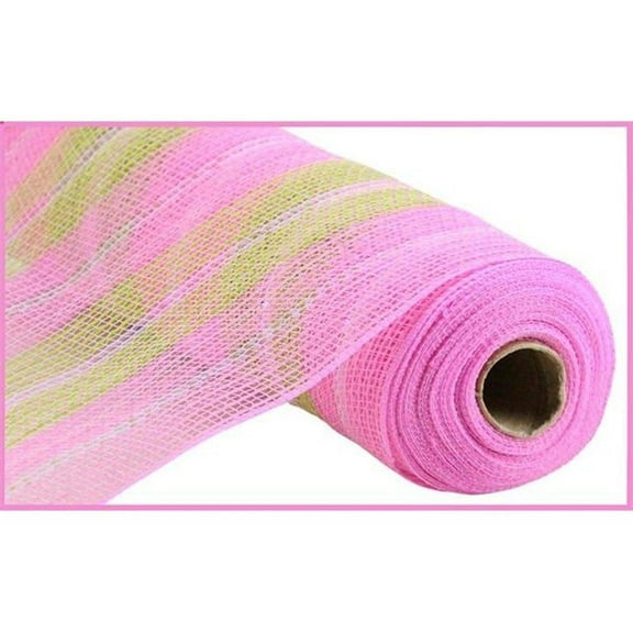 10.5" Jute Iridescent Stripe Mesh Ribbon: Light Pink (10 Yards)