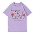 thumbnail image 5 of Short Sleeved Round Neck T Shirts for Women Fourth of July T Shirts Women American Flag Shirts for Women Memorial Day Womens Tops Womens Tee Printed T-Shirt Independence Day Top Purple XXXXXL, 5 of 5