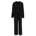thumbnail image 5 of qolati Womens Pajamas Set 3 Piece Sleewear Pjs Outfits Comfy Crop Tank Tops High Waist Pant and Long Cardigan Sweatsuit Loungewear Set, 5 of 5