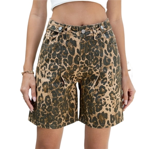 Pantalones cortos de mezclilla de talle alto hasta la rodilla for mujer pantalones cortos de cintura ajustable pantalones cortos de mezclilla largos Bermudas for niñas