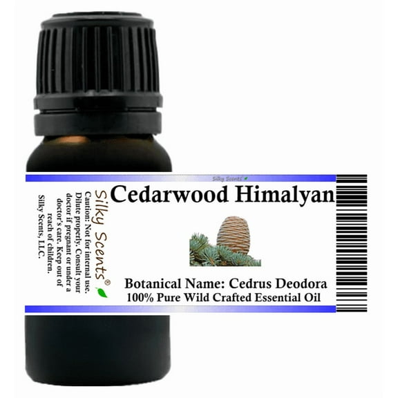 Cedarwood Himalayan Wild Crafted Essential Oil 10 ml (1/3 fl oz) - 100% Pure and Natural by Silky Scents