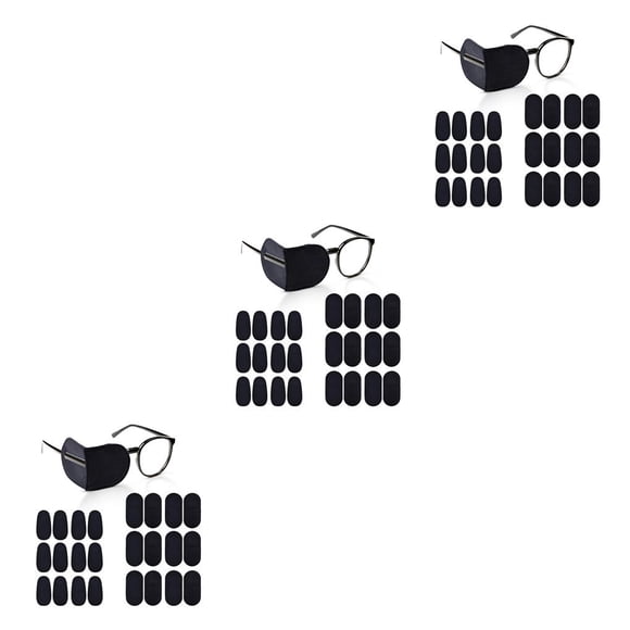 Seitruly Parche para ojos perezosos para niños, 24 Uds., telas no tejidas negras, visera para ojos, parches para ambliopía, Kit de tratamiento Type1