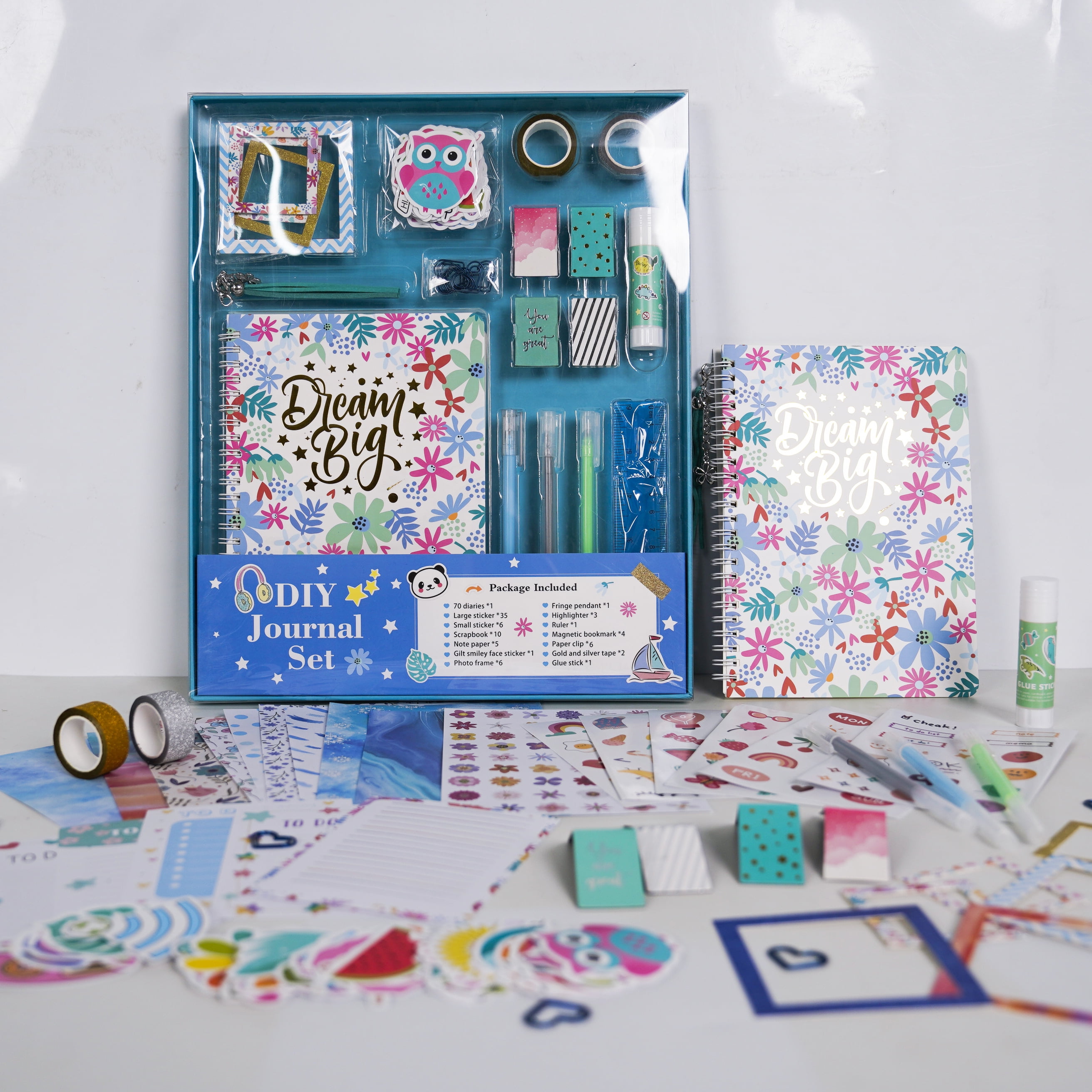 DIY Journal Kit for Girls - 48pcs DIY Journal Set for Tween & Teen Girls, Scrapbook & Diary Supplies Set, Cute Journaling Art Crafts for Kids, Cool Birthday Gifts for Teen Girls,Blue