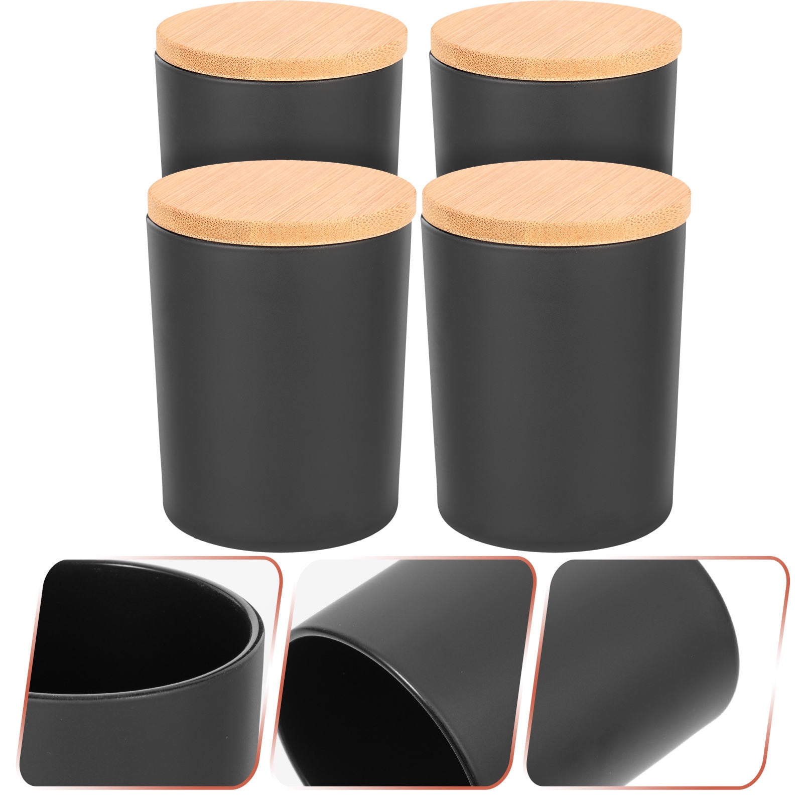 FELTECHELECTR Glass Tins Black For present Givers Home Use 4 Sets 3.73X2.67X2.67in