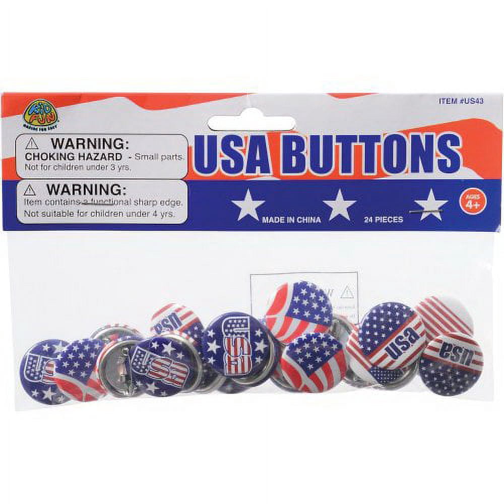 US Toy US43 24 Piece USA Fashion Buttons - Pack of 24