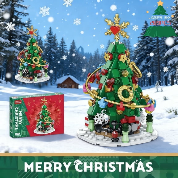 Riwcyla Christmas Tree Building Blocks 269 Pieces, Diy Assembly, Christmas Gifts, Educational Toys