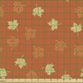 thumbnail image 2 of Ambesonne Autumn Fabric by the Yard Upholstery, Fall Leaves Pile Pattern, 1 Yard, Burnt Orange Pale Green, 2 of 5