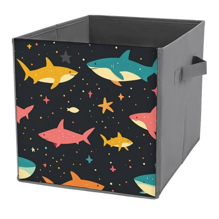 

ZHANGS Planetary Shark On The Seabed-341 Cube Storage Box With Handle Collapsible Storage Bins Portable Open Home Storage Bins Closet Organizers Box For Books Toys Clothes Or Toys