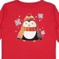 thumbnail image 4 of Inktastic Cute Winter Penguin in Hat and Scarf with Snowflakes Boys or Girls Long Sleeve Toddler T-Shirt, 4 of 5