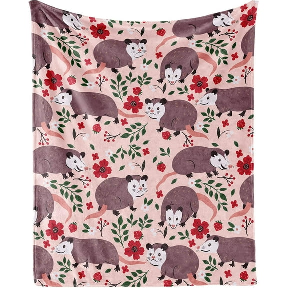 Possum Blanket Gifts, 40"x50" Funny Opossum Throw Blanket for Kids Adults, Lightweight, Plush, Soft, Cozy, Warm, Flannel Blankets for Bed Couch