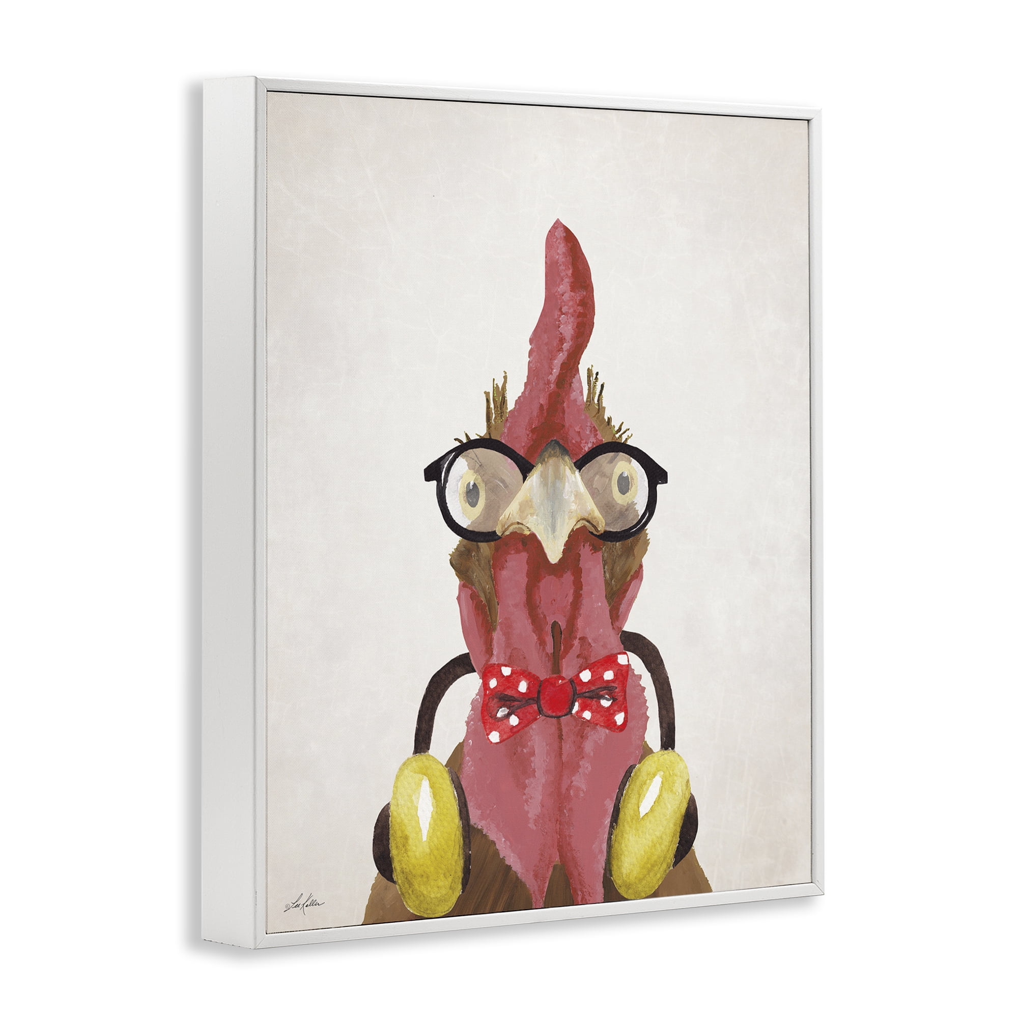 Stupell Industries Hipster Bird & Headphones Animals & Insects Painting White Framed Art Print Wall Art, 11 x 14
