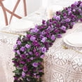 thumbnail image 1 of Guirnalda artificial de hojas de 8 pies con flores falsas para decoración de verano, bodas, puerta principal, pared, porche, fiestas, uso en interiores y exteriores., 1 of 6