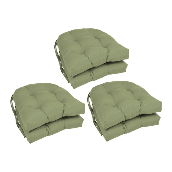 Blazing Needles 16-inch U-Shaped Indoor Twill Chair Cushions (Set of 2, 4, or 6) - 16" x 16" Sage Set of 6