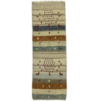 Multicolored Stripes Tribal 1'4X4 Indo-Gabbeh Oriental Rug