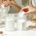 thumbnail image 6 of 4 Pack Acrylic Qtip Holder Dispenser, Bathroom Jars with Lids Set, Cotton Swab Storage Box,Vanity Organizer Canisters, Cotton Pad & Ball Holder, Restroom Bathroom Organizer, Makeup Storage Canisters, 6 of 6