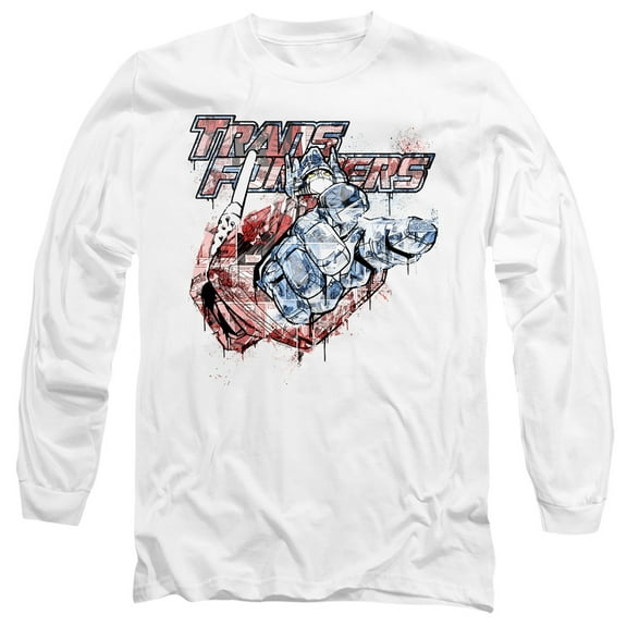 Transformer S/Spray Panels Long Sleeve Adult 18/1 T-Shirt White
