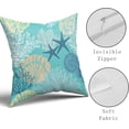 thumbnail image 3 of Ocean Coral Pillow Covers 18x18 Inch Nautical Coastal Throw Pillows Set of 2 Beach Seashell Starfish Pillow Case Soft Cotton Square Cushion Covers for Home Couch Sofa Patio Bedroom, Green, 3 of 6