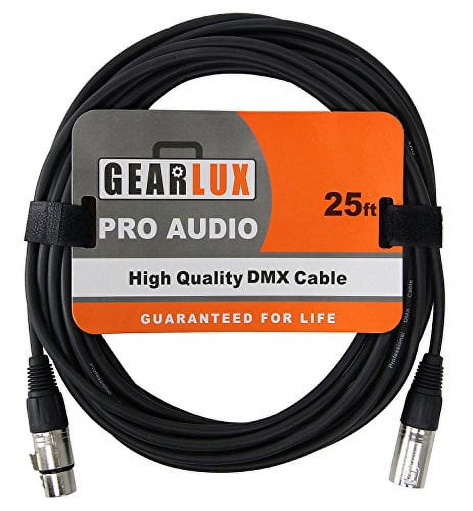 Gearlux 25-Foot 3-Pin Male-to-Female DMX Cable - 10 Pack