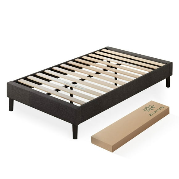 Base de Cama Queen Size Zinus Curtis Estructura Tapizada Color Gris Claro. Fácil Armado, para Todas las Edades.