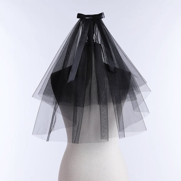 Yoyauz Bridal Veil Wedding Veil Women's White Tulle Short Veil Ribbon Edge With Comb For Bridal Single Girl Party Outfits