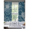 thumbnail image 2 of Teal Flowers Sheer Curtains 72 Inch Length 2 Panels Set Window Treatments, Spring Floral Botanical Modern Art Rod Pocket Semi Curtains for Living Room/Bedroom/Kitchen Décor, 104"W x 72"L, 2 of 7