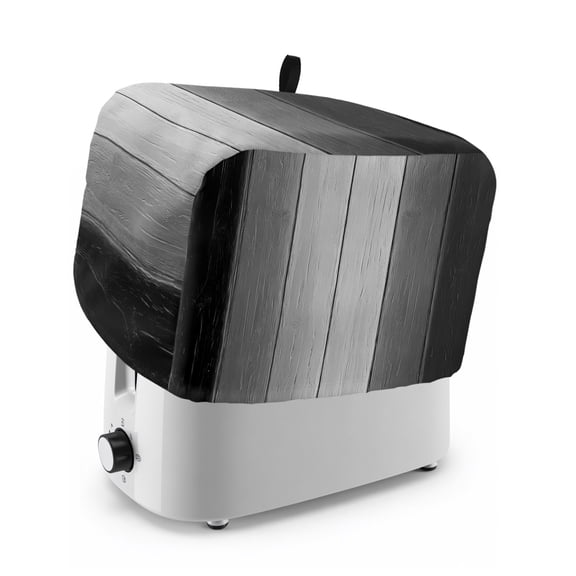 Toaster Cover 4 Slice, Black Gray Ombre Dustproof Bakeware Oven Protector with Top Hook, Vintage Country Wooden Waterproof Small Kitchen Appliance Toasters Dust Cover, 12"x11"x8"